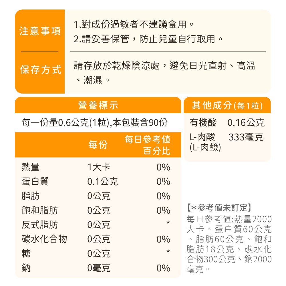 左旋肉鹼成份