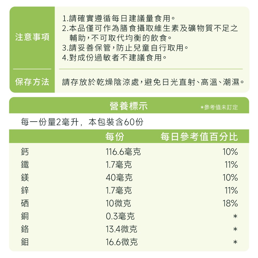 綜合礦物質注意事項