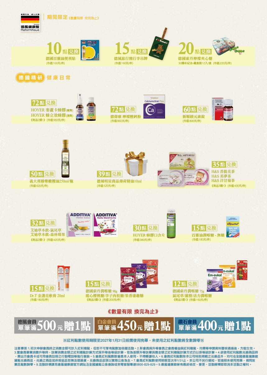 2026德風健康館紅利點數