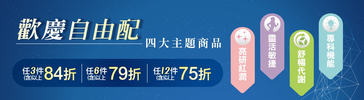 30週年慶-自由配「3件84折、6件79折、12件75折」