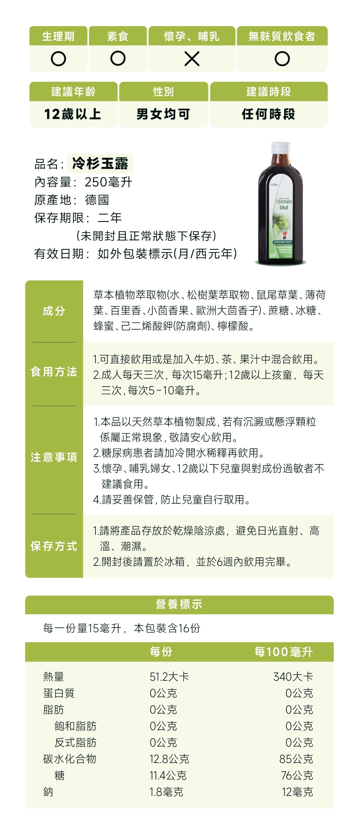 冷山玉露成分介紹