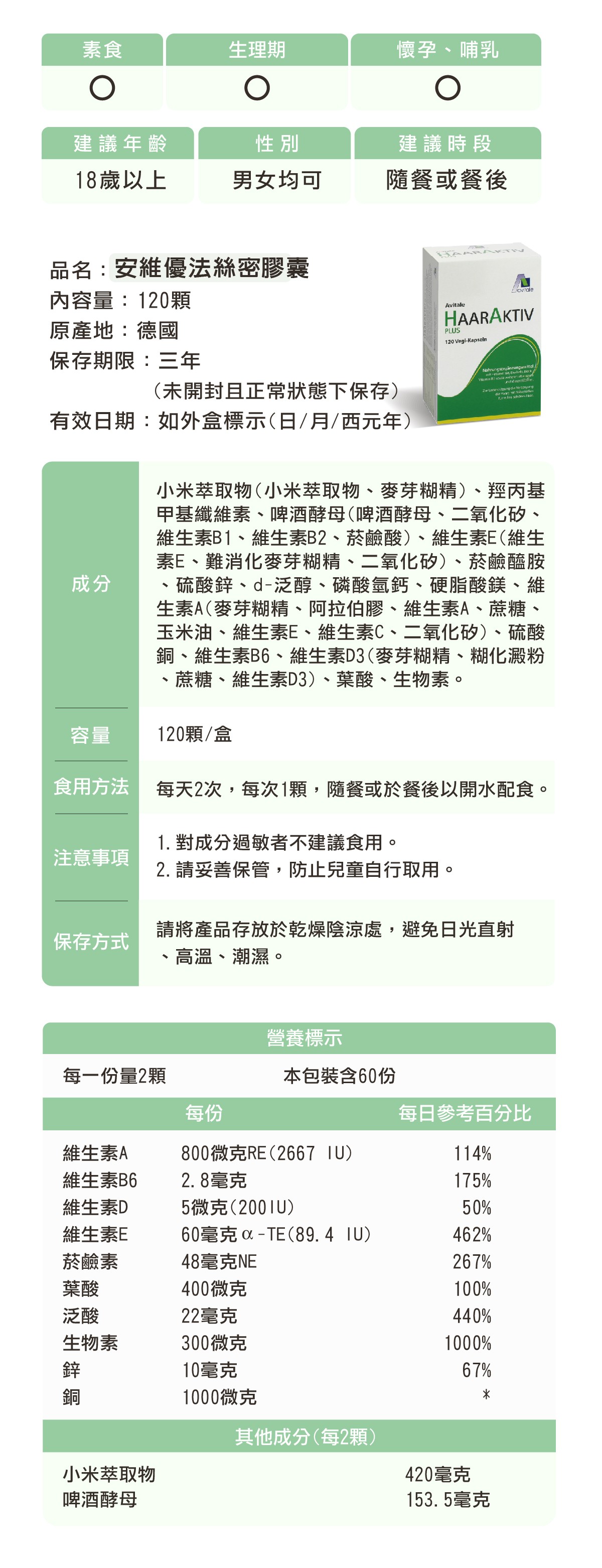 添加小米萃取物、啤酒酵母與生物素