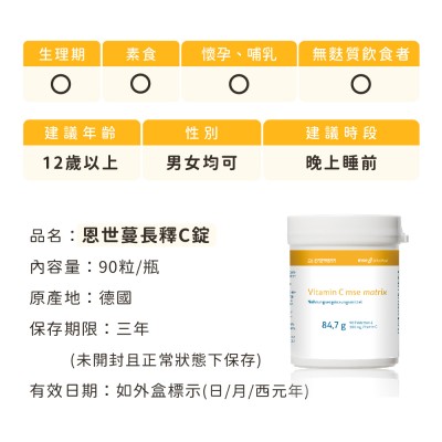 恩世蔓長釋C錠適用族群