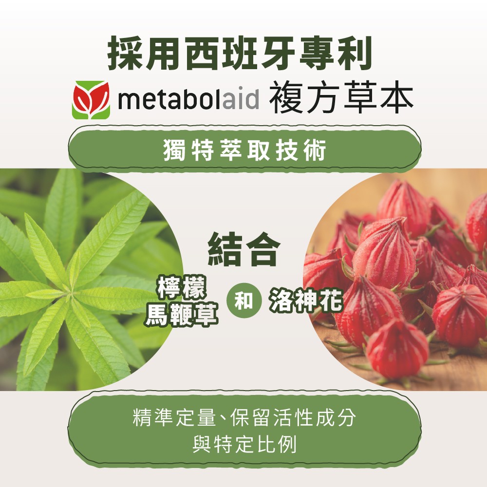 採用西班牙專利，獨特萃取技術，結合檸檬馬鞭草和洛神花