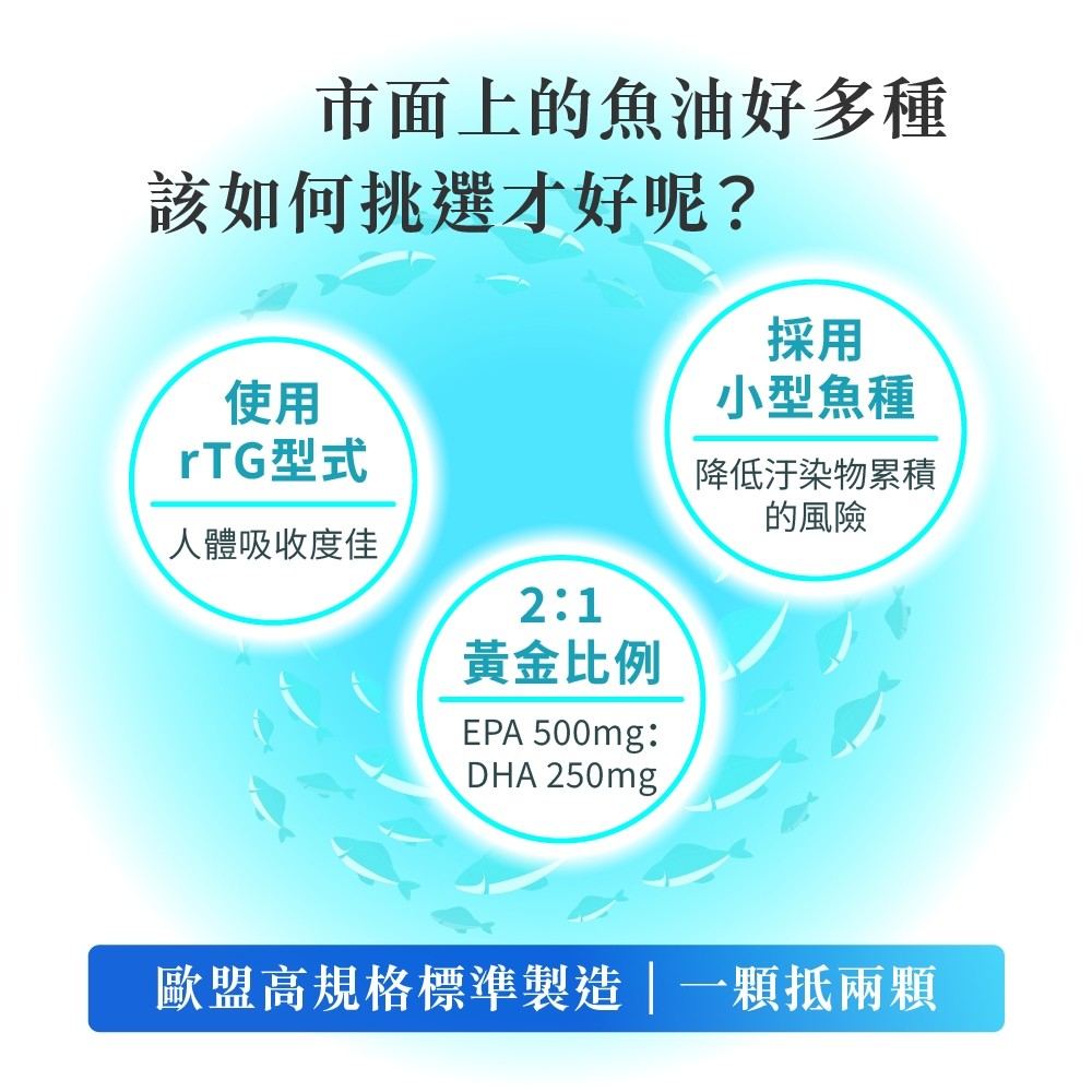 rTG型式魚油與TG、EE型式吸收率與純度差異比較圖